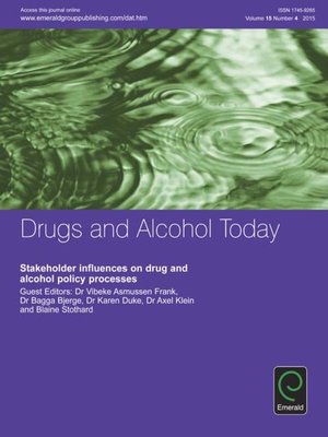 cover image of Drugs and Alcohol Today, Volume 15, Number 4